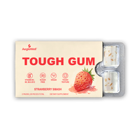 Chewing-gum végétalien sans sucre à la fraise, enrichi en vitamines du complexe B, sous forme de bonbons à croquer, emballage blister portable, marque distributeur