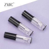 Individuelles Logo 6ml Dickwandiges Klares Lipgloss-Röhrchen mit Schwarzem Deckel Leerer Flüssiglippenstift-Behälter für Lippenöl Flüssiges Rouge Verpackung