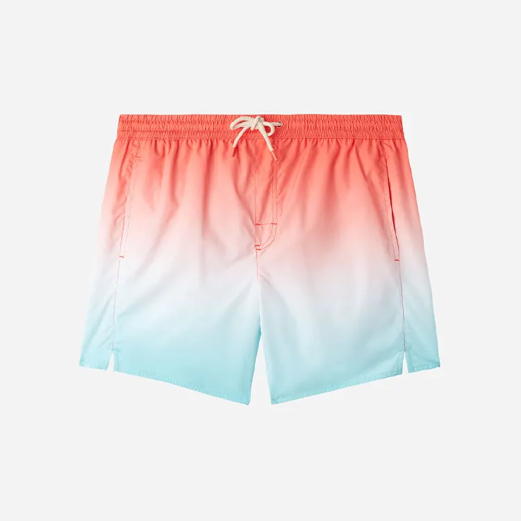 Qualidade premium Boardshorts de comprimento médio para banhistas ativos Designer Ombre Effect Slash Pocket dicas de cores Surf Shorts para homens