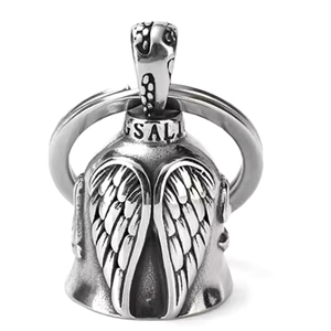Portachiavi con Cuore, Croce, Ali e Campana, Collana per Auto e Moto, Portafortuna per la Sicurezza in Strada - Product Image 1