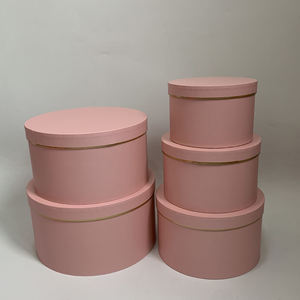 热卖纯色无logo圆形五件套花盒抱抱水桶插花礼品盒 - Product Image 1