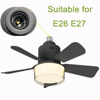 24W E26 E27 Prise 5 Lames Ovales Changement de Couleur Télécommande Mini Ventilateur Ampoule Ventilateur de Plafond de Lumières