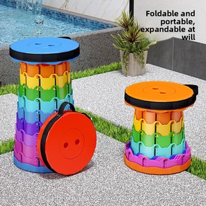 Sgabello Pieghevole Retrattile Rainbow per Esterni, Portatile, Regolabile, per Campeggio, Pesca, Casa, Viaggi - Product Image 1