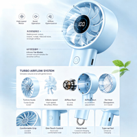 Ventilateur de bureau portable 2-en-1 rechargeable 5000 mAh avec affichage numérique 100 vitesses et crochet pour bureau, grande autonomie