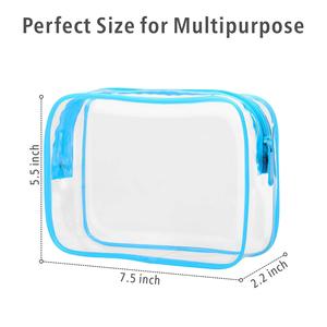 3 Clear PVC Travel <b>Toiletry</b> <b>Bag</b> Kit <b>for</b> Women <b>Men</b>, Waterproof Vinyl Packing Organizer Storage <b>Bags</b> with Zipper Handle Straps - Product Image 2