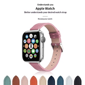 Bracelet fin en cuir véritable première couche avec boucle ardillon 14MM pour Apple Watch 4/5/6/7/8/SE - Product Image 2