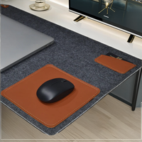 Grand tapis de bureau en feutre et cuir PU, antidérapant, pour clavier et souris, protection de table