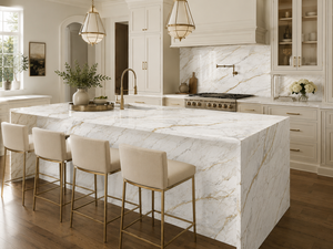 UNION STONE Calacatta Imperial Gold, Gran Losa de Cuarzo Artificial, Diseño Moderno Ecológico para Cocina, Pared, Baño, Comedor y Piso - Product Image 4