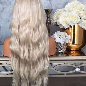 Biondo Platino # Parrucca 60 Full Lace Front HD in Capelli Umani Vergini Peruviani Remy, 36 Pollici, Cuticole Allineate, Trasparente, Stile Francese - Product Image 4