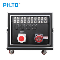 PHLTD Boîtier de distribution d'énergie légère triphasé en alliage d'aluminium 63A Entrée Flight Case Cabinet