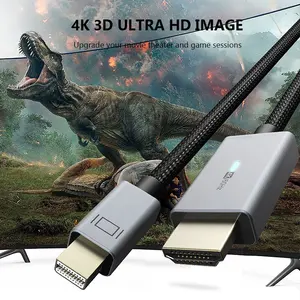 ניילון קלוע מיני צג DP כבל ל-HDMI 2.1 8K 30Hz 4K 60Hz כבל 1M 2M 3M