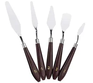 Oil Painting Mixing Scraper, Stainless Steel Artist Oil Painting 5PCS Painting Knife Set, Palette Knife Painting Tools