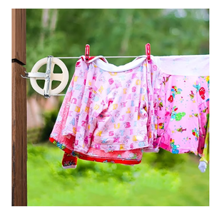 Estante de organización de almacenamiento para lavado y secado al sol, juegos de <span class=keywords><strong>poleas</strong></span> para <span class=keywords><strong>tendedero</strong></span> con 50 Uds. Clips de madera - Product Image 5