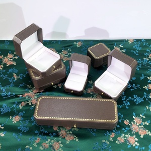 Leatherette Paper Octagonal Printed Edge Pearl Jewelry Bracelet <b>Box</b> Light Luxury Ring <b>Earrings</b> <b>Box</b> with Gold Buckle Deco - Product Image 3