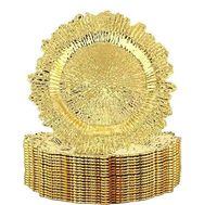 Assiettes de présentation dorées en plastique de 13 pouces pour mariages modernes, décoration de table pour événements et fêtes