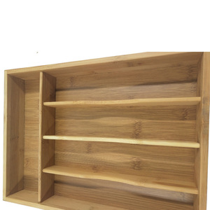 Plateau de rangement pour couteaux en bambou, rectangulaire, 5 compartiments, écologique, organiseur de tiroir de cuisine - Product Image 4