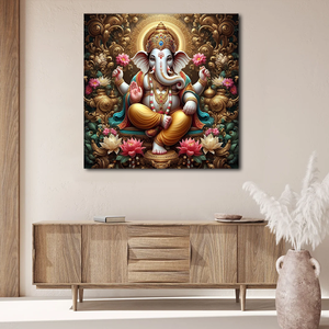 لوحات قماشية بالجملة لتماثيل غانيش وبوذا، طباعة فنية للجدران، تصميم فني قماشي لديكور المنزل - Product Image 2