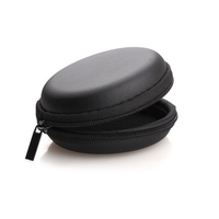 Housse en cuir PU noir EVA pour chargeur d'écouteurs stockage de câble de données étui de protection à glissière-petit étui portable à usage spécial