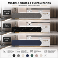 Mostrador de Recepción de Mármol Natural con Luz LED y Detalles en Dorado para Hotel, Venta al por Mayor Directa de Fábrica, Logotipo Personalizado