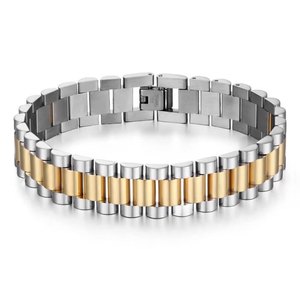 2024 5 Colors Customize Stainless Steel <strong>Watch</strong> Band Bracelet 18K Gold Plated Bracelets for Women <strong>Men</strong> Vintage Punk Jewelry Wholesale - Product Image 2
