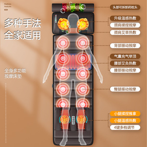 Colchón de masaje corporal completo AUX con cojín eléctrico para respaldo, con calefacción y temporizador para cuello, hombros, cintura y caderas. - Product Image 1