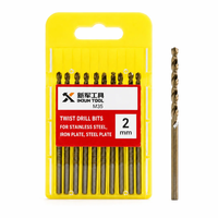 Juego de Brocas Helicoidales de Cobalto HSS M35 con Vástago Recto, Ángulo de Punta de 118°, 2 mm, para Perforar Acero Inoxidable, Hierro y Chapa de Acero