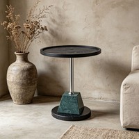 Table basse en marbre vert foncé sophistiquée haut de gamme YH-56, style nordique moderne minimaliste pour salon