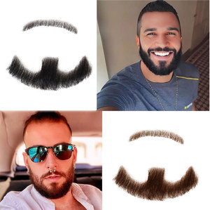 Peluca de pelo Remy para hombre tejida a mano, accesorios de maquillaje de cara fácil con guía de vídeo, barba falsa de la vida Real - Product Image 2
