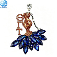 Broche personnalisée pour femme avec logo de la sororité grecque Theta Gamma Tau, cristal orange, bijou pour la confrérie des Vixens