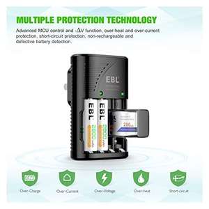 Cargador Rápido Inteligente EBL para Baterías Recargables de Iones de Litio AA/AAA de 9V, Ni-MH, Ni-CD con Puerto de CC para Uso con Micrófono - Product Image 6