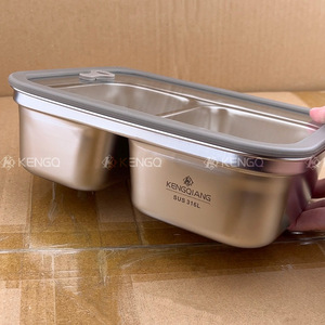 Kengqiang Stainless Steel <b>Lunch</b> <b>Box</b> 316L Sealed Divided Rectangle Office Use - Product Image 2