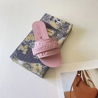 The Most Popular Casual Letter Embroidery Velcro with a Single Word for Wearing Flat Slippers, Fashionable and Versatile