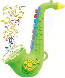 Trompette, clarinette, saxophone, instruments pour enfants avec lumière et musique, jouet d'éducation précoce, saxophone vert - Product Image 1