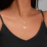 Daidan collier mauvais œil argent rétro pièce pendentif zircon cubique plaqué or collier mauvais œil