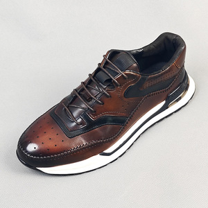 Chaussures décontractées pour hommes en cuir véritable à bout rond, respirantes, à lacets, toutes saisons, semelle extérieure en caoutchouc, semelle intermédiaire en EVA - Product Image 4
