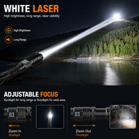 Lampe torche tactique rechargeable USB-C 1000 lumens avec zoom, laser blanc LED, faisceau réglable, en aluminium, pour utilisation nocturne