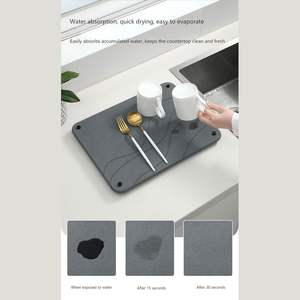 Tapete de Piedra para Secar Platos de 40*30cm, Seis Colores Estándar, Apto para Alimentos, con Cuatro Patas Metálicas Plateadas - Product Image 4