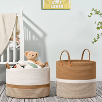 Panier à linge sale en corde de coton tressée, écologique, naturel, sain, multifonctionnel, simplicité moderne, gain de place, avec poignée
