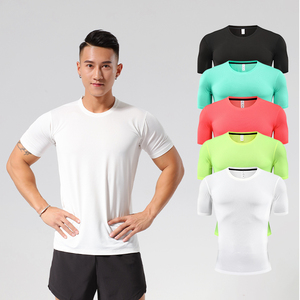 T-shirts de course pour hommes de haute qualité 90% Polyester 10% Spandex séchage rapide Gym Fitness personnalisé grande taille T-shirts en gros - Product Image 2