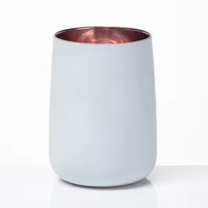 Custom Electroplated Rose Gold Inside Matte White Empty Glass Candle Jar