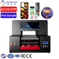 Mesin Printer UV Flatbed A3 Refinecolor Factory Wholesale untuk Cetak UV DTF pada Casing Ponsel, Tumbler, Bola Golf, Trofi Kristal