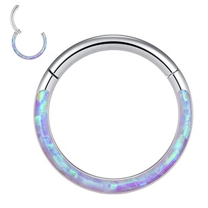 Pendiente de Aro con Segmento Articulado de Titanio G23 con Ópalo Frontal, para Tragus, Concha, Hélix, Cartílago, Nariz, Septum, Joyería para Piercing Corporal - Product Image 5