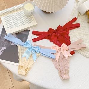 Groothandel Hete Verkopende Dames Kanten Slipje Met Strik Sexy Zwarte Doorzichtige Strings Plus Size Jonge Meisjes Slipje - Product Image 1