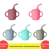 Gobelet à eau pour bébé en silicone en gros, sans BPA, sucette, assiette ronde en silicone, bol, gobelet pour bébé en silicone, ensemble de vaisselle pour bébé