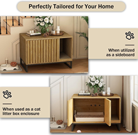 Armoire à litière pour chat en bois écologique avec base en métal noir élégante et moderne pour appartement, cuisine, salon, chambre à coucher
