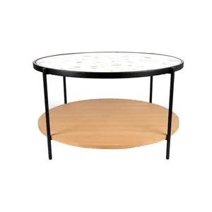 Mobili per la casa tavolino in acciaio inossidabile per soggiorno tavolino rotondo tavolino in vetro a doppio strato