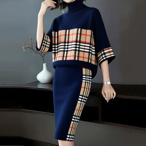Pullover Plaid Casual a maniche a <span class=keywords><strong>tre</strong></span> <span class=keywords><strong>quarti</strong></span> da donna con scollo all'americana - Product Image 2