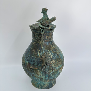 Hu Ancien Navire En Bronze Couvercle En Forme D'oiseau Poignée De <span class=keywords><strong>Poutre</strong></span> De Chaîne Forme Réaliste Motifs Complexes Intégrant Parfaitement Artisanat En Métal - Product Image 6
