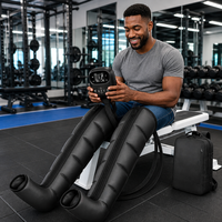 Masseur de jambes professionnel à compression d'air, bottes de récupération à 5 chambres, sans fil, 3500 mAh, 6 modes, 8 niveaux, minuterie 15-30 min