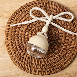6ml para ambientador de coche en forma de bola, botellas difusoras de Perfume, vidrio colgante vacío con tapa de madera - Product Image 5